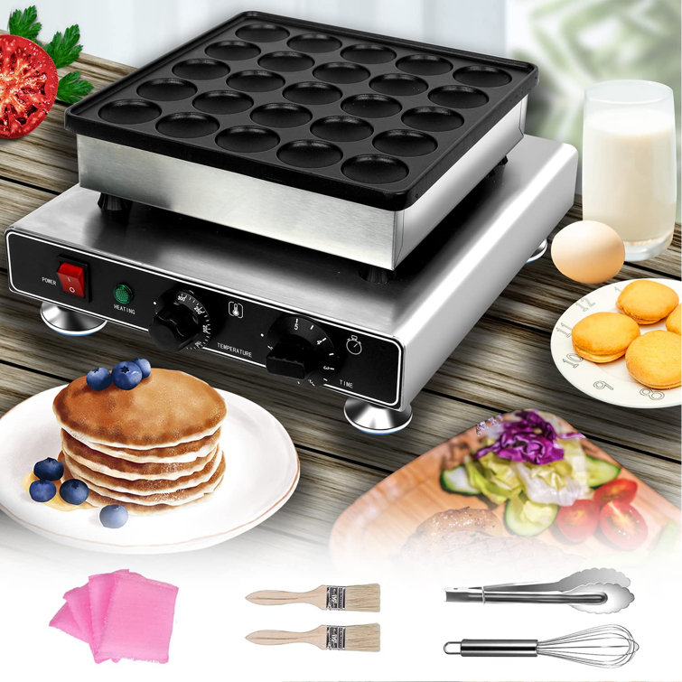 LIANQIAN 110V Mini Pancakes Maker - 50PCS 1700W Commercial Electric  Nonstick Pie Baker, 1.8 Inches Pancake Machine with Adjustable Thermostats  