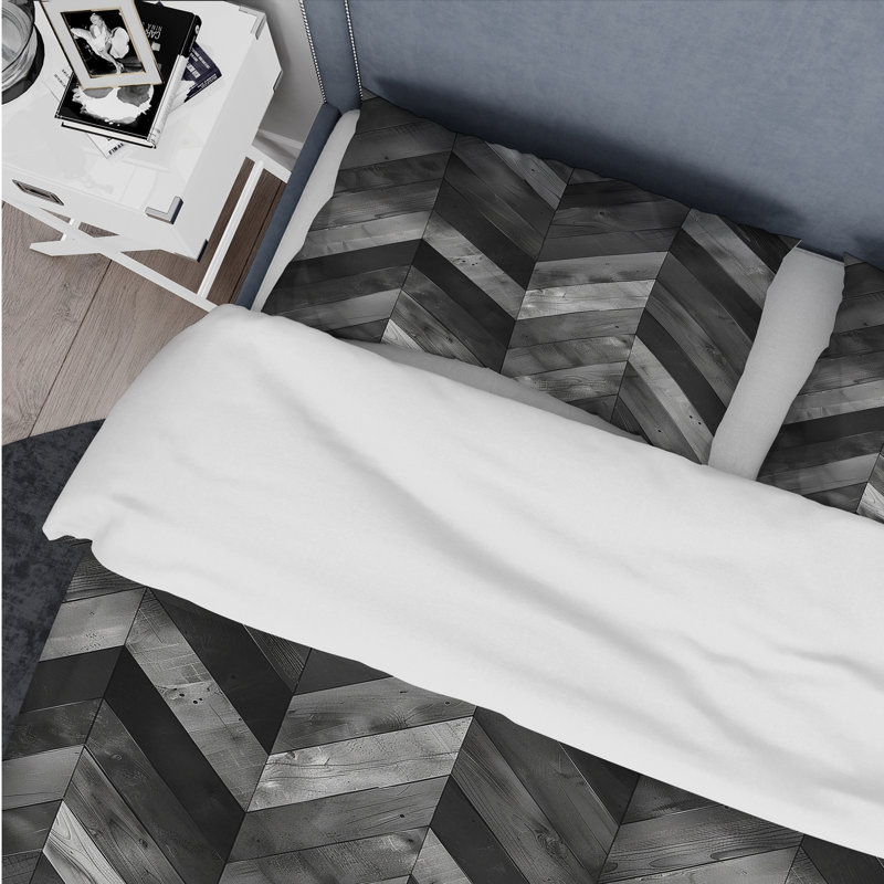 Ensemble de housse de couette moderne gris foncé Herringbone II, Housse de couette très grand et 2 très grandes t