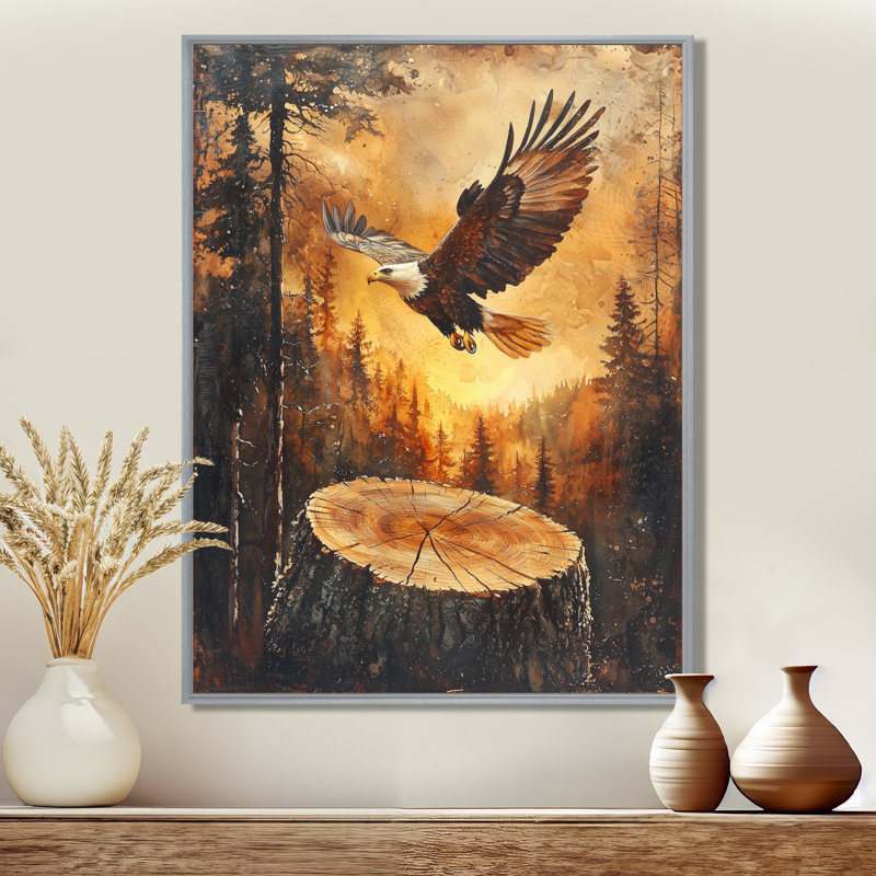 Andreana, grand aigle, esprit du vent I - aigle, art mural, Argent argent, H 32 po x l 24 po