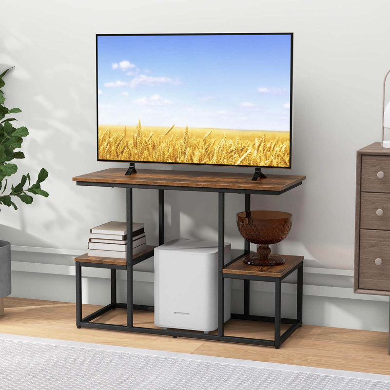 17 Stories Rustic Tv Console Table For 50" Tvs Industrial Sofa Table With Open Storage Shelves Rustic Brown