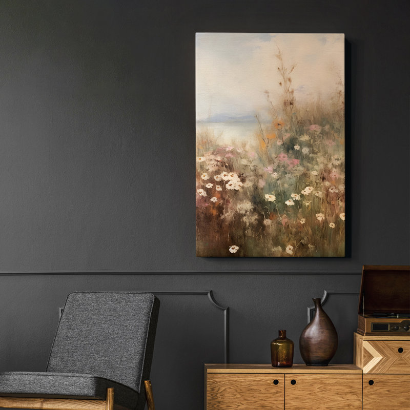 Impression florale rétro sur toile XLV III, H 28 po x l 19 po