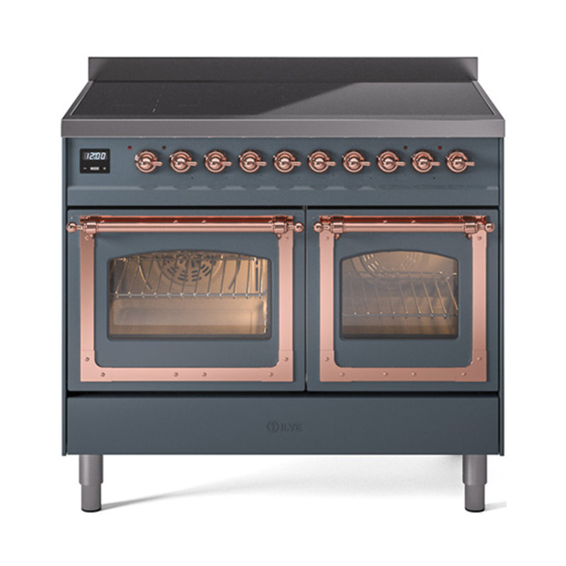 ILVE Nostalgie II Noblesse 40 in Induction Range, Blue Gray/Copper