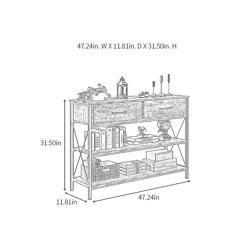 Console Iron Art, H 31,5 po x l 47,24 po x P 11,81 po