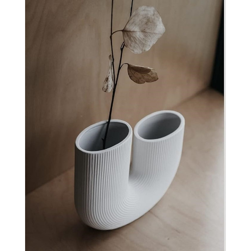 White Modern Vase For Flowers - Scandinavian Ceramic Home Decor
