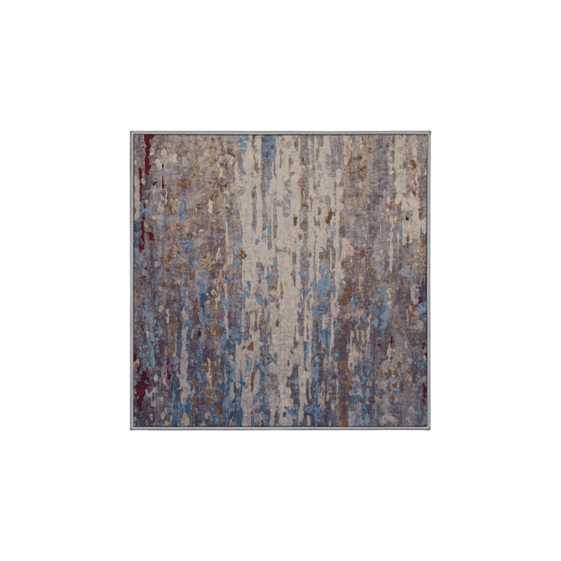 Tapis gris soyeux et moelleux, Carré 4 pi
