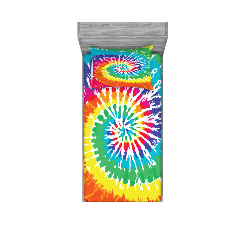Multicolore drap-housse et coussin décoratif Ambesonne Rainbow, Ensemble de draps pour lit simple + deux taies d'o