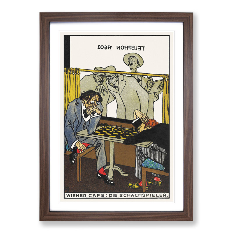 The Chess Players by Moriz Jung - Picture Frame Painting, Walnut Framed, 36cm H x 27cm W x 2cm D