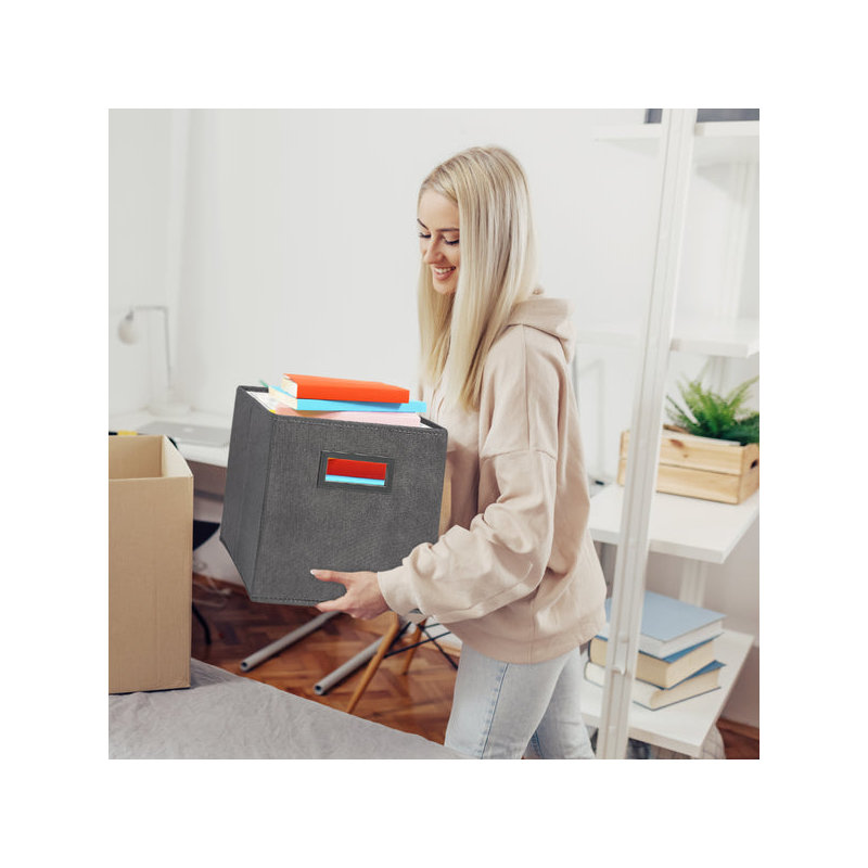 Boîte de rangement pliable en tissu, solution de rangement pliable et compacte, paquet de 2, par Superio, Gris