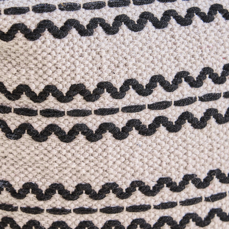 Pouf en tissu noir naturel, carré 16 x 16 x 16, capacité de 200 livres, coton, entièrement assemblé, nettoyage des taches seulement, pouf rembourré de perles, coton de 200 lb, avec