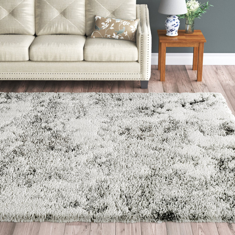 Dittman Machine Woven Abstract Shag Gray Area Rug, Rectangle 7'10" x 10'