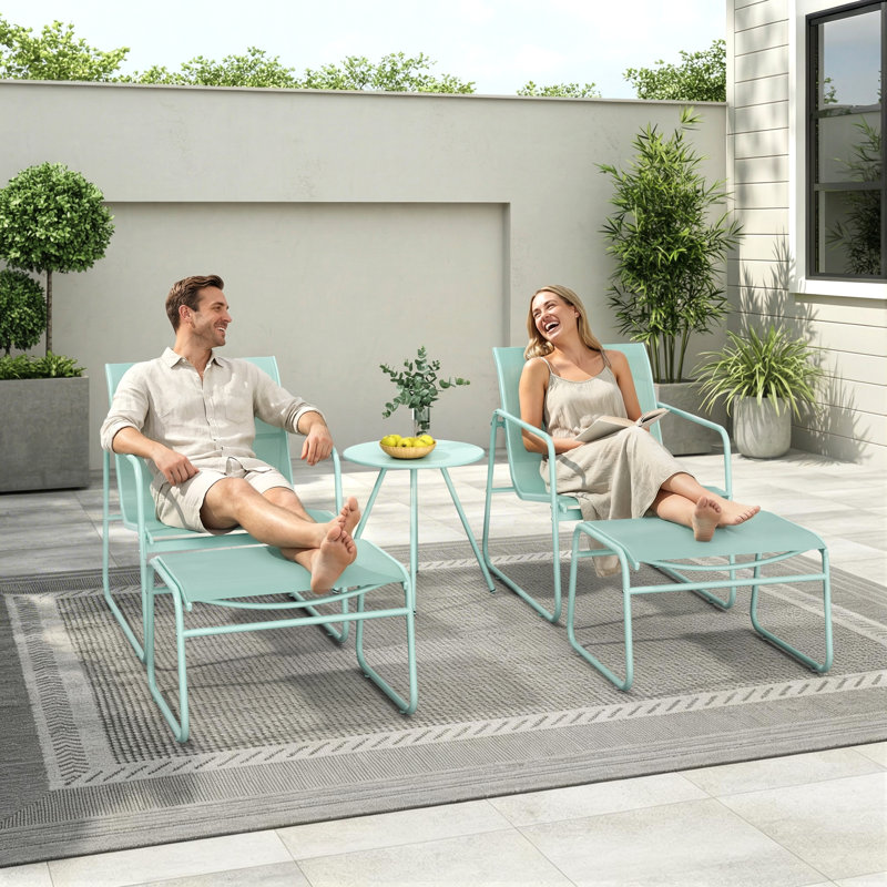 3-Piece Patio Bistro Set, Garden Furniture Set with Table and 2 Chairs, Breathable Textilene Fabric, Patio Furniture Set for Outdoor, Balcony, Bistro, Porch