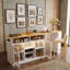 Buffet moderne à éclairage DEL avec plateau coulissant extensible, portes en acrylique, casier à vin, étagères réglables et prise latérale-2042476949