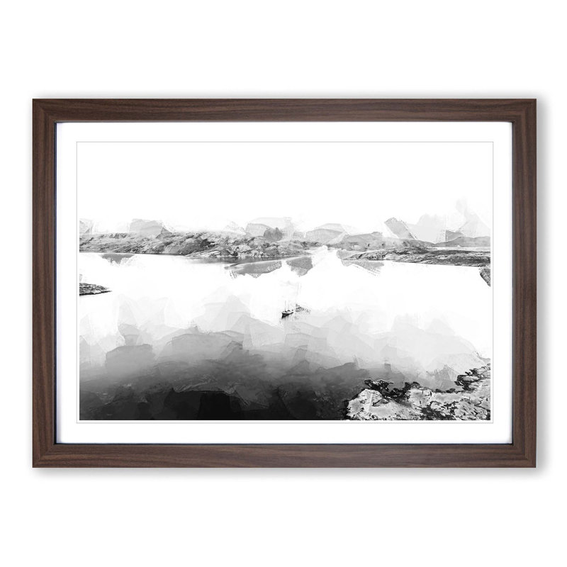 Boat on the Lake in Abstract - Picture Frame Graphic Art Print, 48cm H x 65cm W x 2cm D, Walnut Framed