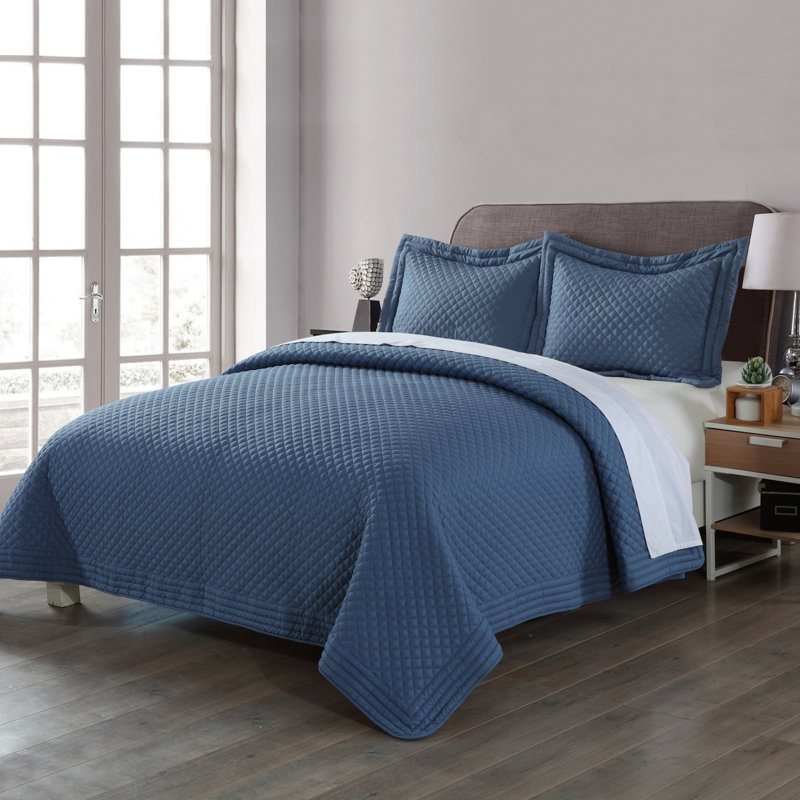  Courtepointe simple en microfibre traditionnelle, Courtepointe simple, Bleu fumé