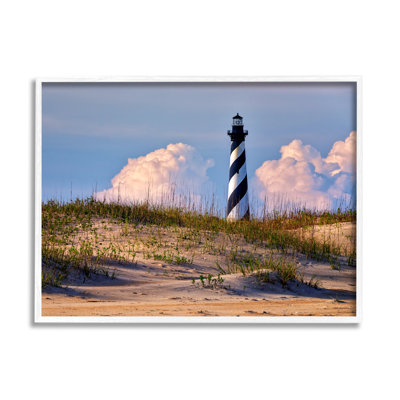 «Nautical Lighthouse Cloudy Dunes», art de la giclée encadrée par Rick Berk
