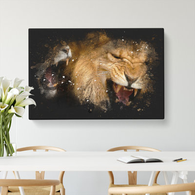 Two Lions Paint Splash - Wrapped Canvas