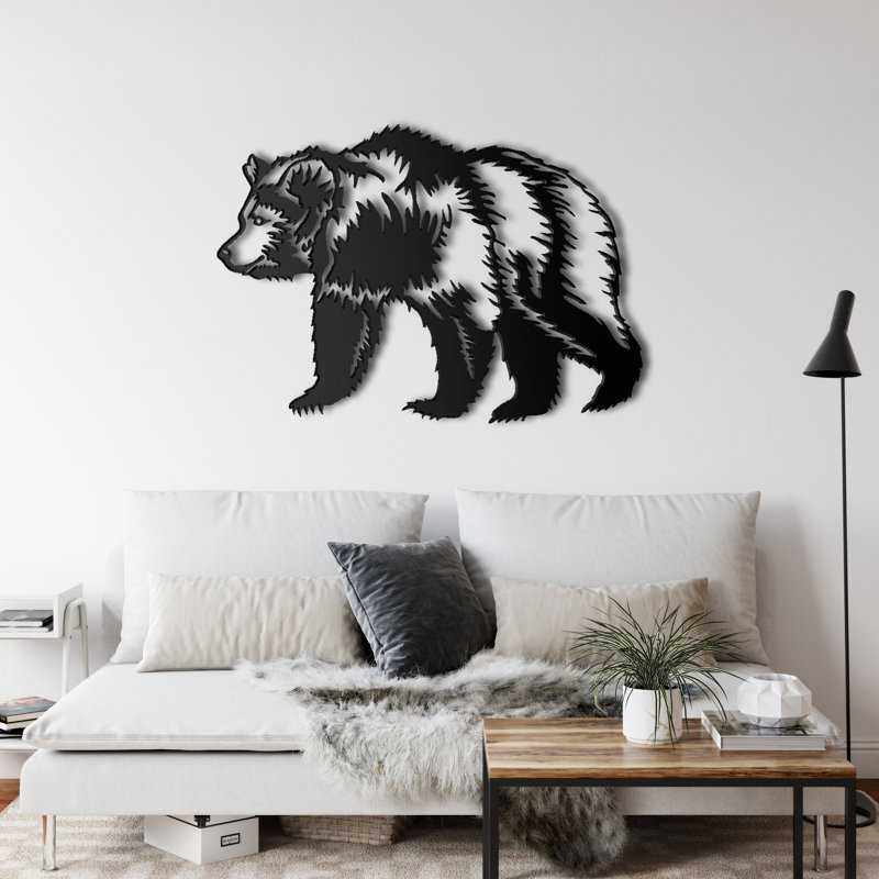 Décoration murale ours, H 24 po x l 35 po x P 0,6 po