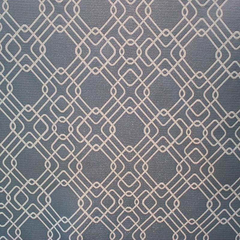 Rigel Fabric | Metallic Modern Square Print Fabric | Drapery & Curtain Fabric, Azure