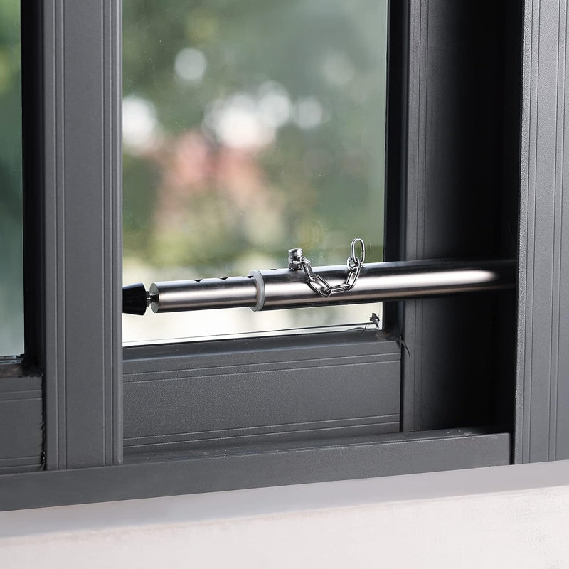 TURBRO Adjustable Window Security Lock Bar, Sliding Door Jammer, Extendable, Stainless Steel, 13" H x 1" W x 1" D
