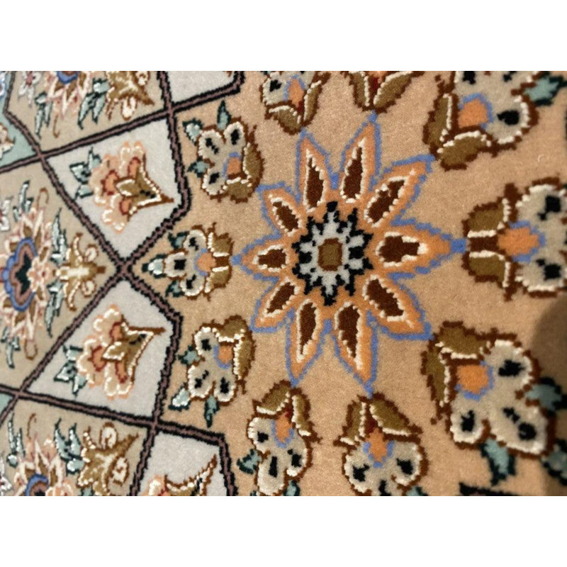 Tapis oriental en coton brun / beige fait à la main 3 pi 4 po x 5 pi 8 po Lougene