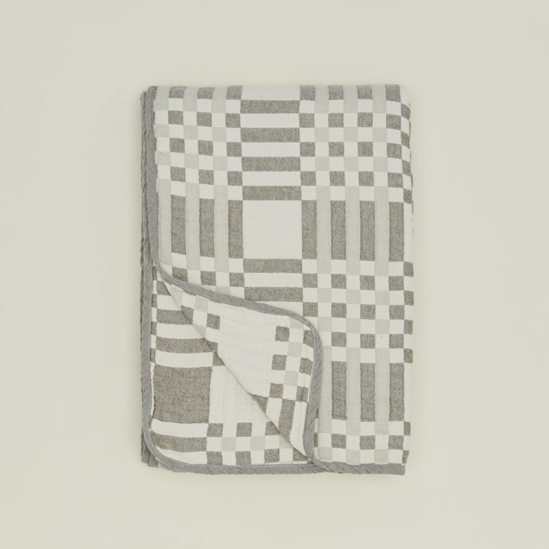 Couverture à carreaux simple, Olive/sauge, Grand lit