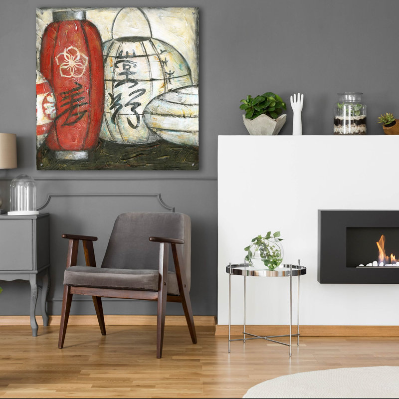  «New Year Lanterns 3» par Chariklia Zarris, art mural en verre acrylique, 36 po x 36 po, H 36 po x l 36 po