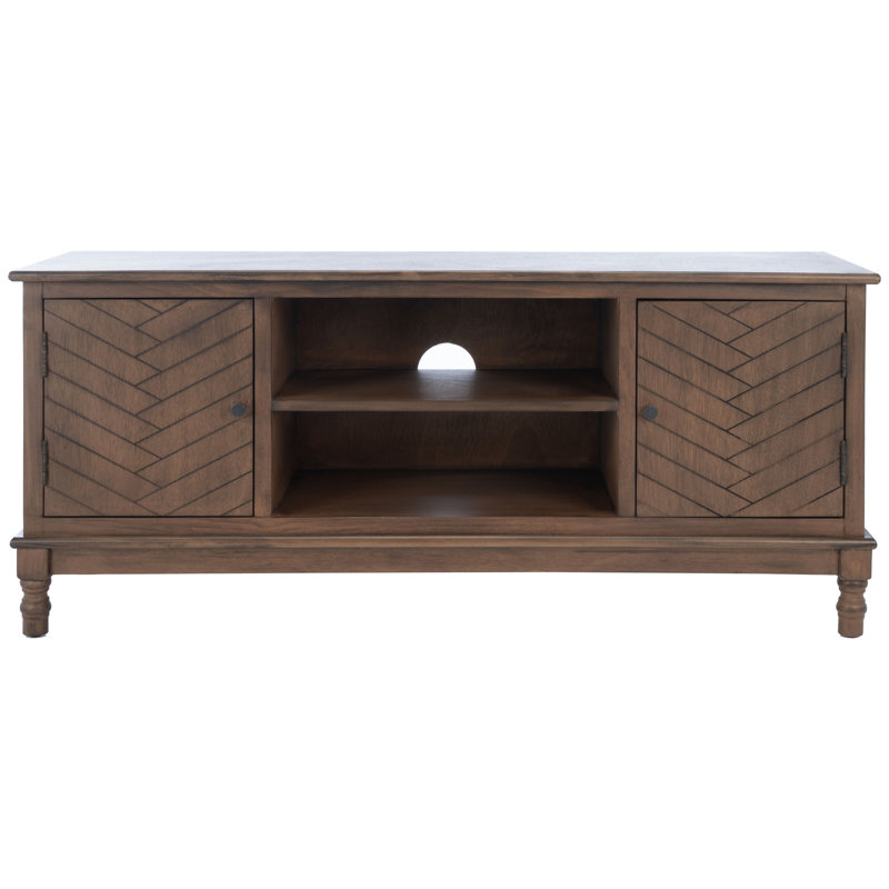 Meuble télé Mid-Century moderne avec rangement spacieux et finition décorative Smart pour le salon, la maison, Brun
