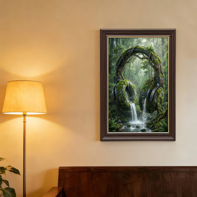 Art mural antique sur toile encadré doré pour le salon, la chambre à coucher, le bureau ou le vestibule - Décoration murale décorative avec écouteurs naturels