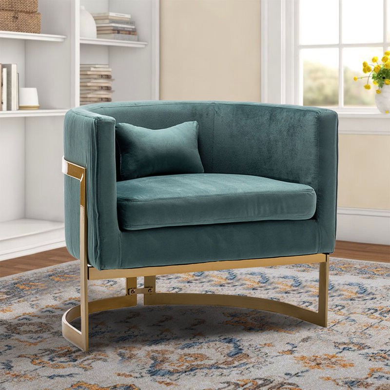 Fauteuil demi-tonneau en velours 31,1 po Rapicka