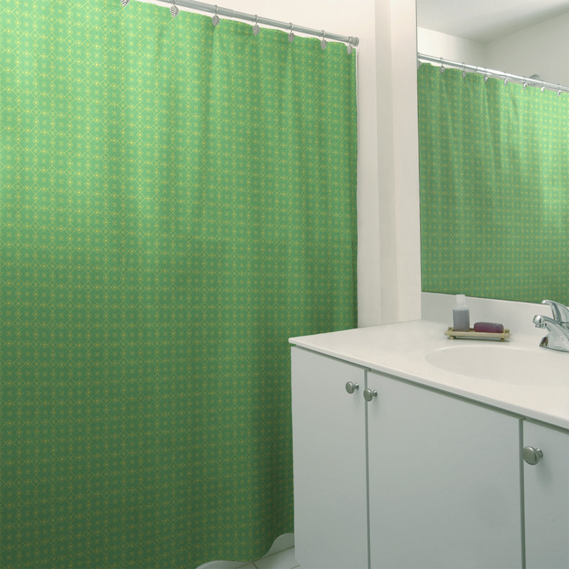 Rideau de douche simple Katelyn Elizabeth, Vert / Jaune