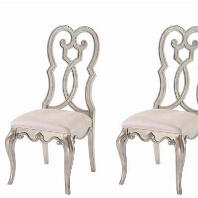 Ensemble de 2 chaises d'appoint ivoire et champagne rétro