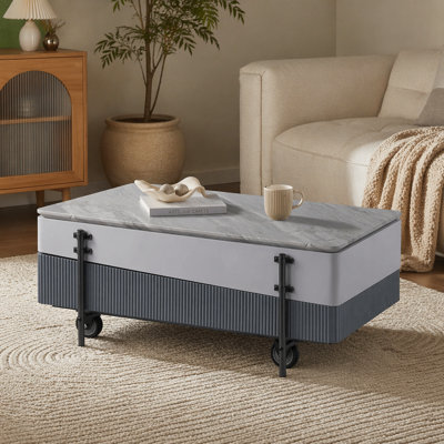 Table basse haute brillance avec plateau relevable