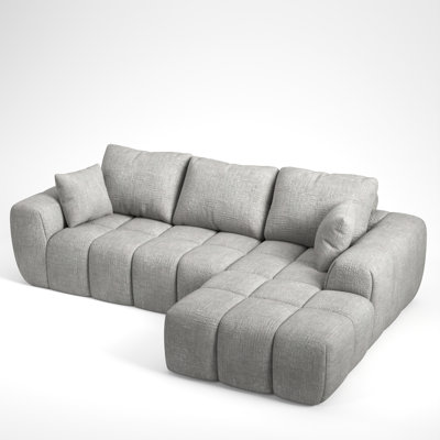 Canapé modulaire en forme de L à compression de 2 pièces Boneless de 101 po sans assemblage requis