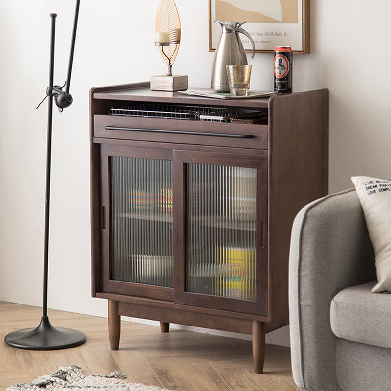 Buffet en noyer massif et bois manufacturé, 35.83" H x 23.23" W x 15.35" D