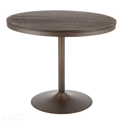 Table de salle à manger en métal et bambou grain de bois pressé espresso