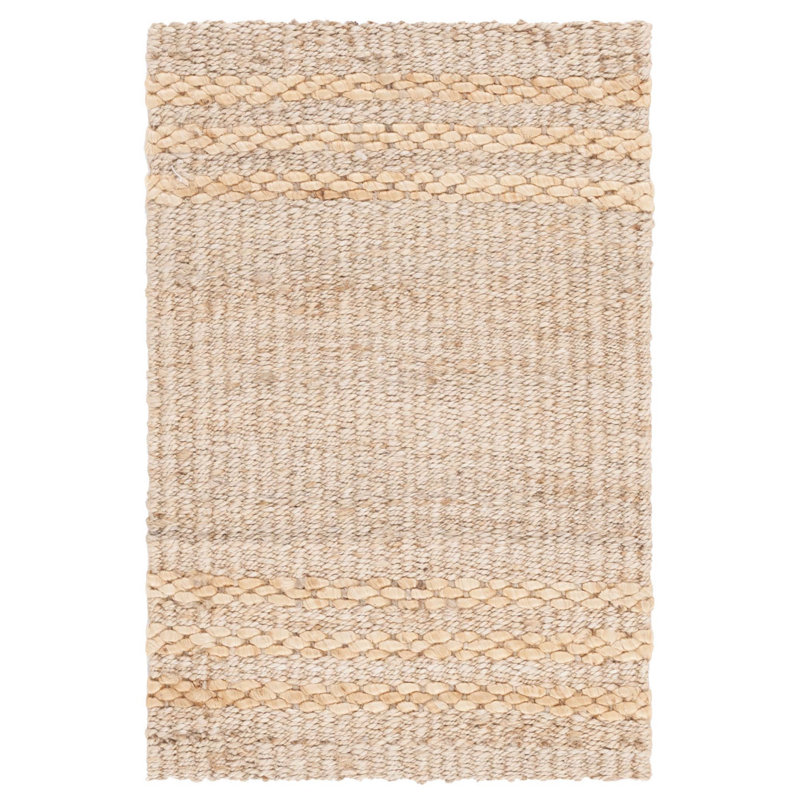 Vernal Natural Fiber Flat Weave Jute Pile Striped Rug, Rectangle 4' x 6'