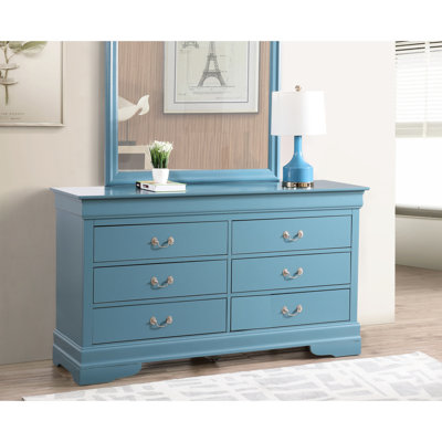 Commode traditionnelle en bleu sarcelle - G3180-d Pour une chambre charmante avec des moulures courbées élégantes
