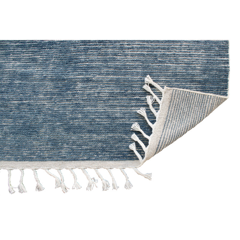 Wool Area Rug in Blue/Ivory, Rectangle 8' x 10'