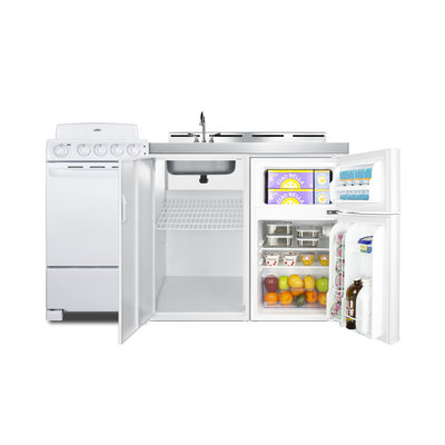 Summit Appliance All-In-One Combo Kitchens 3.2 Cubic Feet Kitchenette Mini Fridge with Freezer