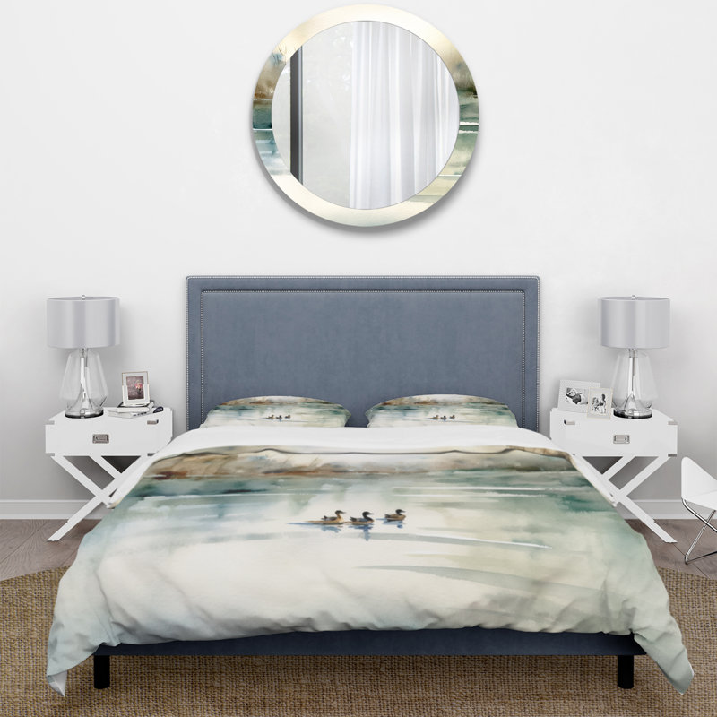 Ensemble de housse de couette en microfibre / polyester Ducks in Pond I Bedding
