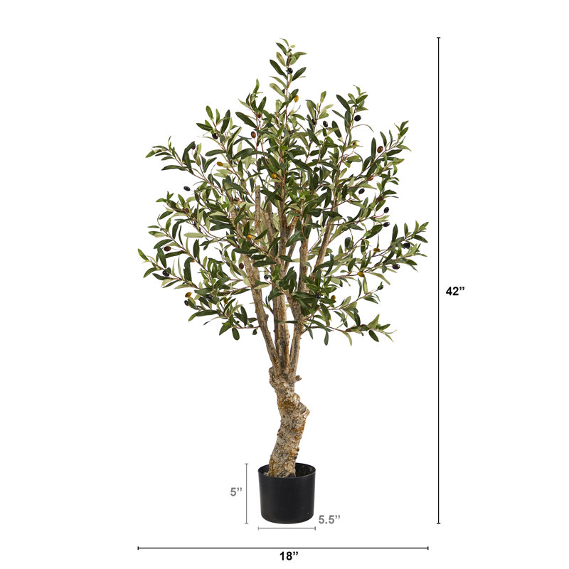 Faux Olive Tree Tree in Pot, 42" H x 18" W x 18" D