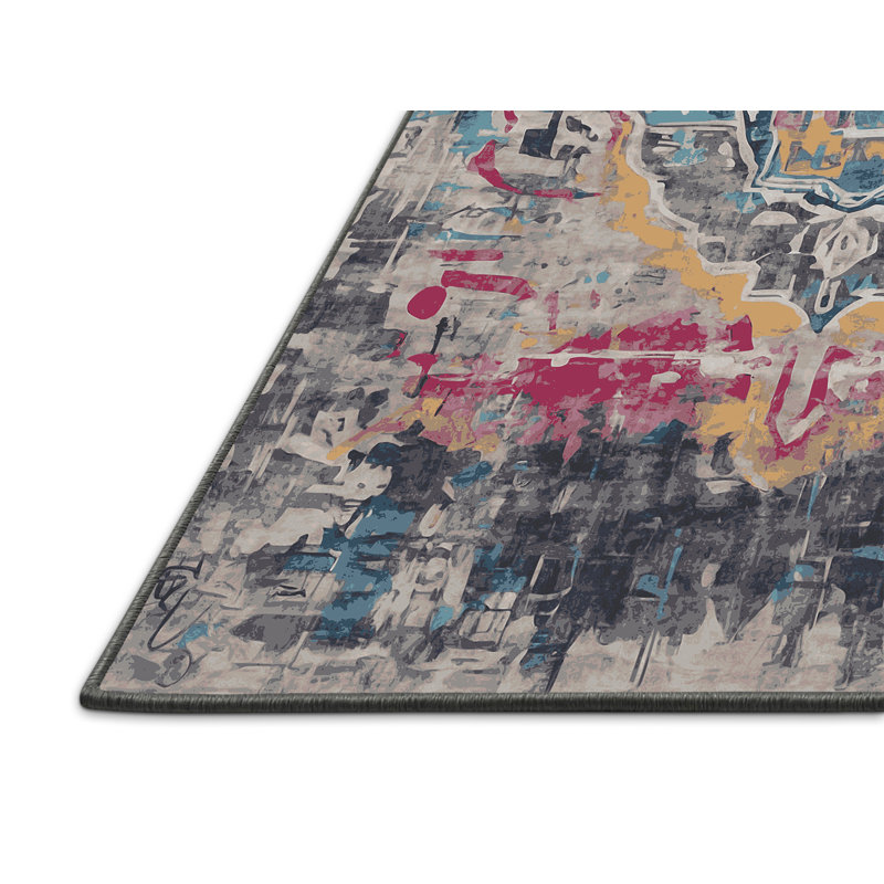 Tapis gris soyeux et moelleux, Rectangle 7 pi x 9 pi