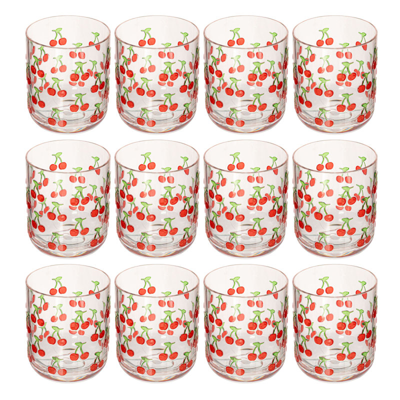 Acrylic Drinking Glasses With Cherry Motifs