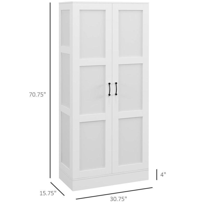 Armoire de rangement de 71 po de hauteur blanche avec tablettes mobiles et conception fiable