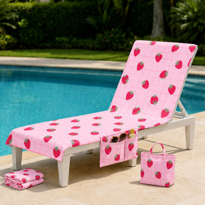 STRAWBERRIES BEACH CHAIR COVER & BAG 75X215