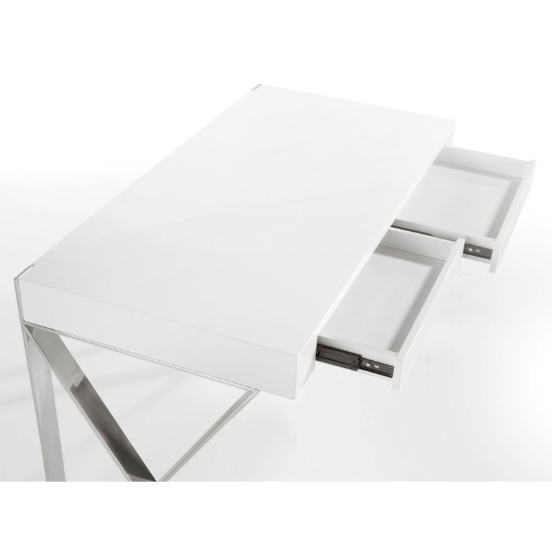 chrome-plated steel desk, White