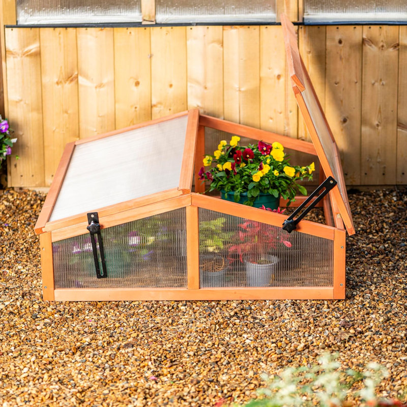 Double-Sided Wooden Cold Frame with Adjustable Twin-Hinged Roof