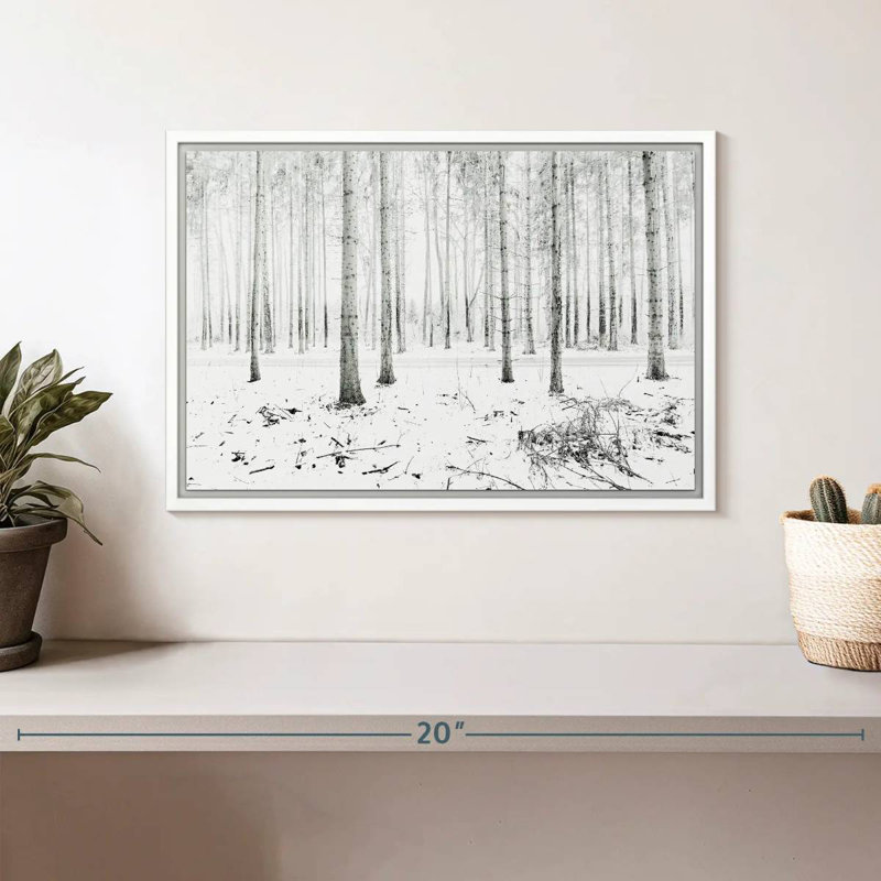 Forêt d'hiver de Langenargen, Cadre flottant blanc, 13 po x 9 po
