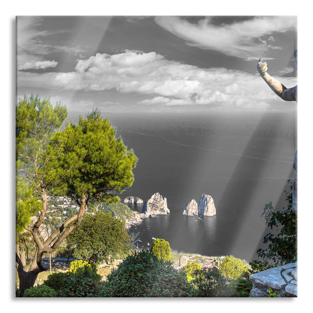 Glasbild Quadratisch | Wandbild Auf Echtglas | Insel Capri In Italien || Inkl. Aufhängung Und Abstandshalter, LQy17402, ...