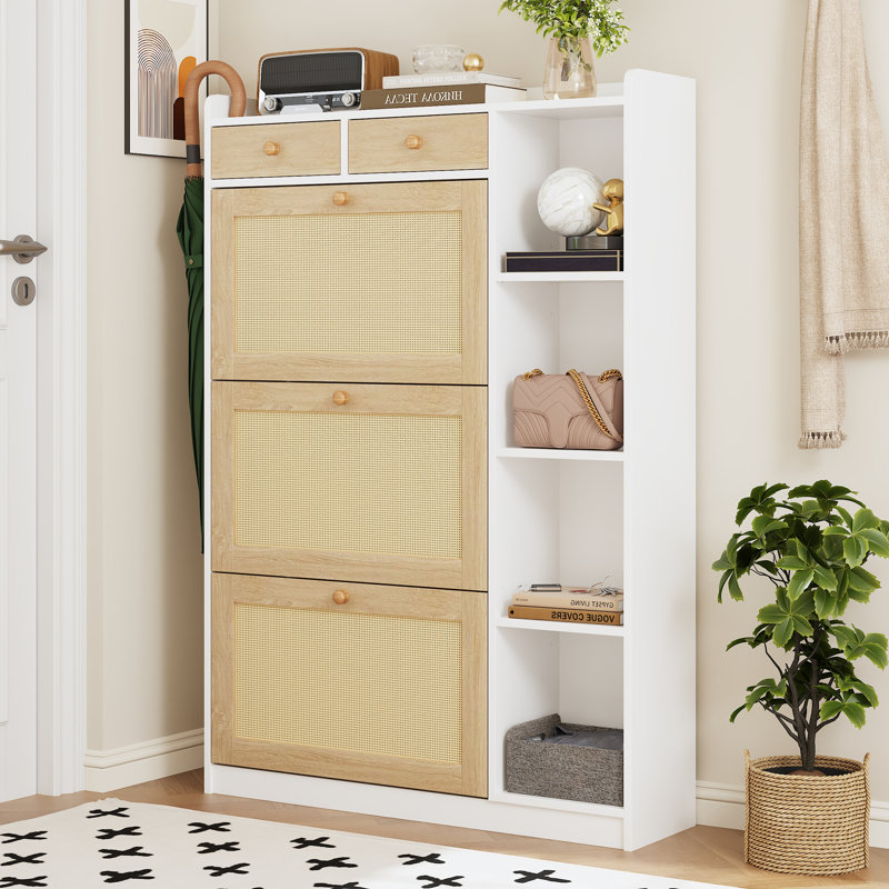 18 Pair Shoe Storage Cabinet, White